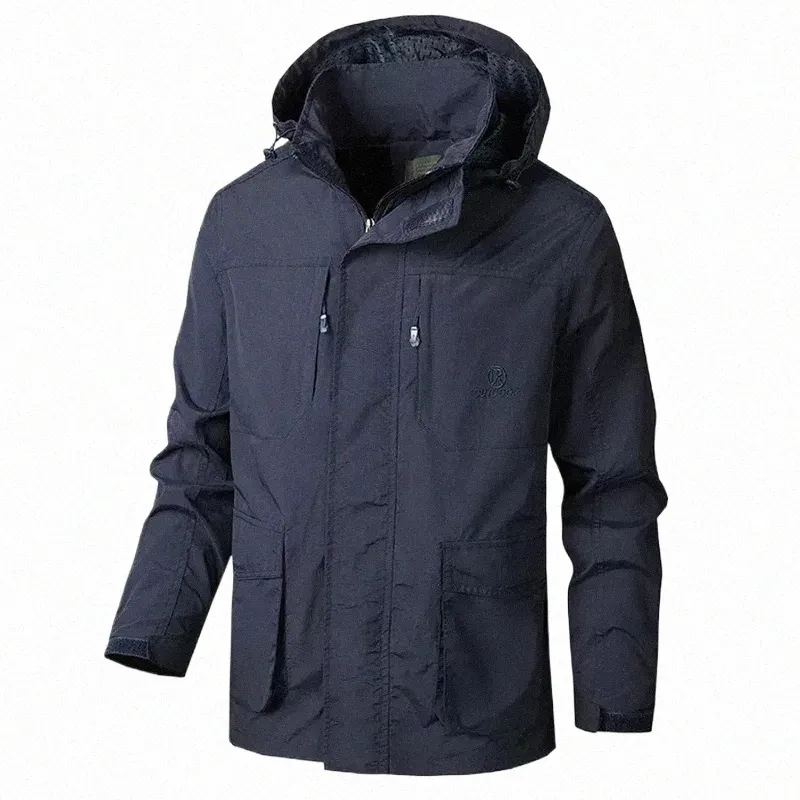 DHgate Top Quality Multi Pocket Windproof Spring Cargo Jacket for Outdoor Men Apparel