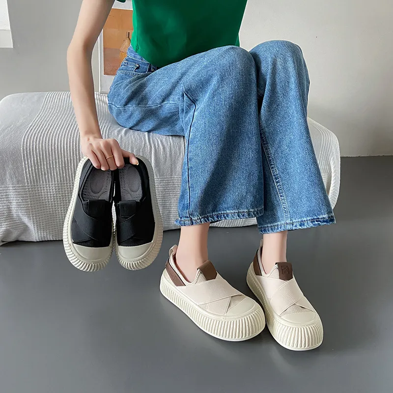 Summer Mesh White Lace-up Versatile Breathable Platform Casual Sneakers