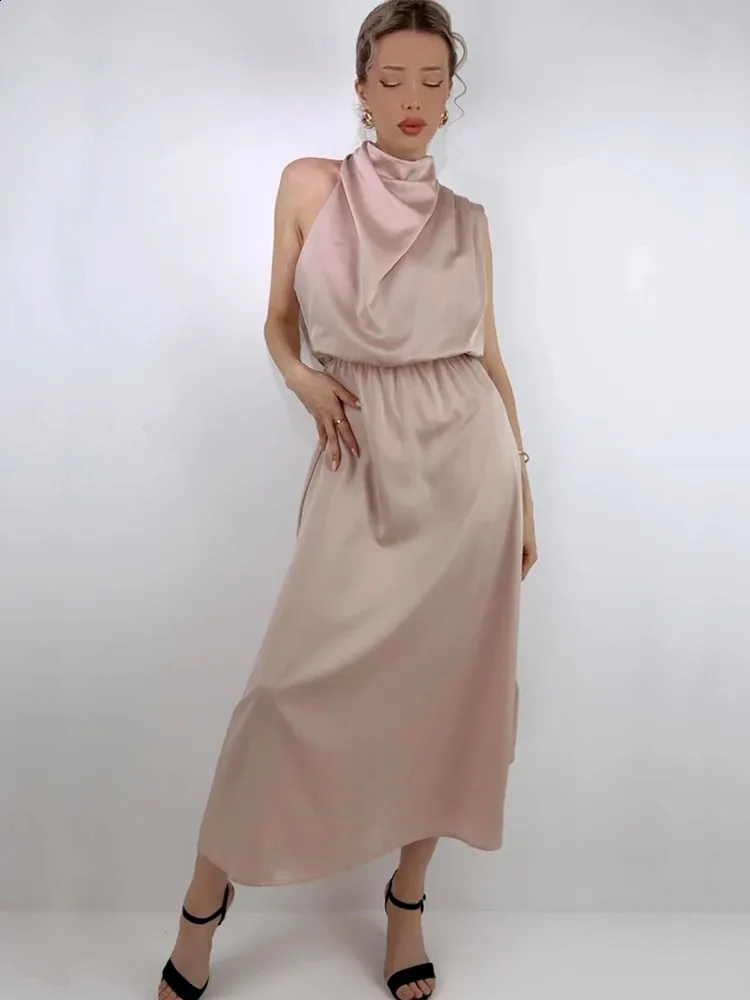 Summer Silk Satin Sleeveless Floor-Length Dress Women Fashion Elegant Evening  Party Clothes from Dhgate Basic & Casual Dresses - price 43.32