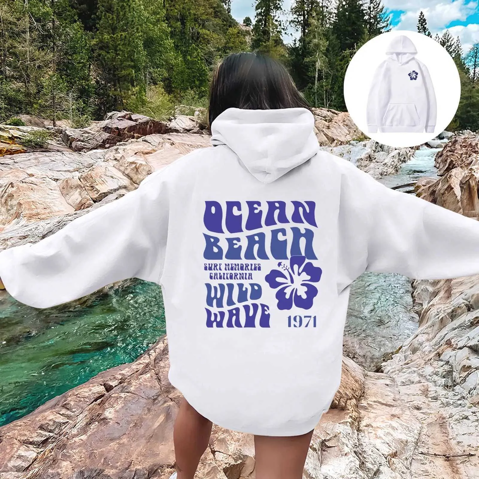 Women's Pink Palm Graphic Sweatshirt Casual Long Sleeve Letter Tee,  Hooded Fleece Top, Streetwear Style, Warm Cozy