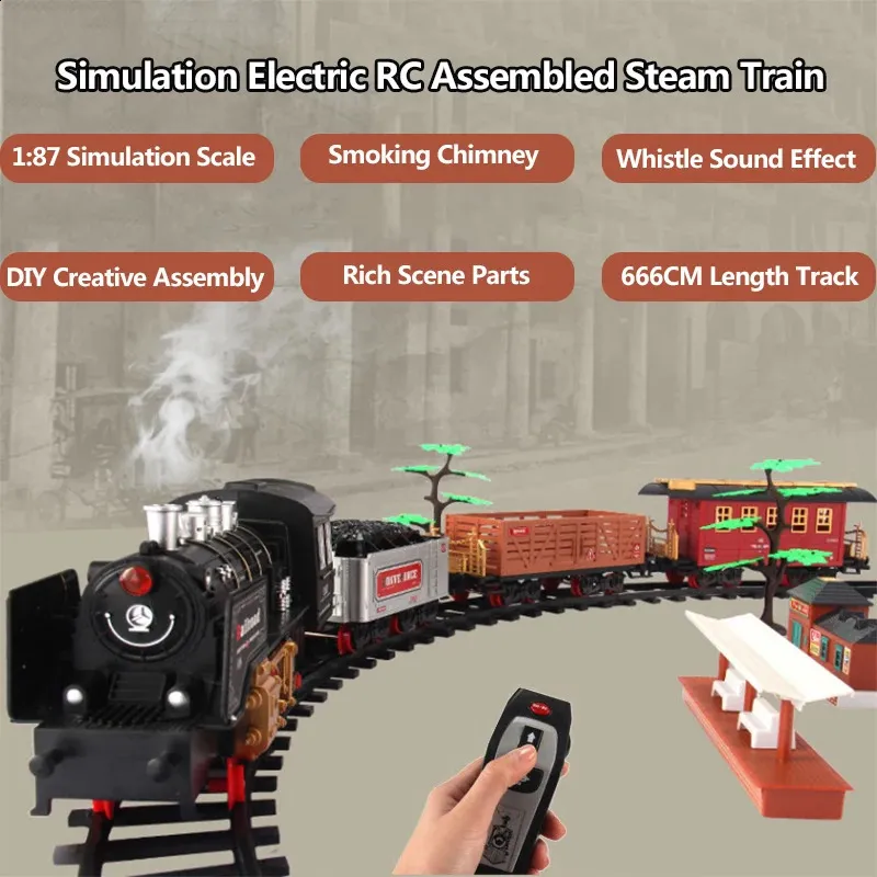 Remote Control Steam Train Set - 120cm Simulation Railway Model, 666cm ...