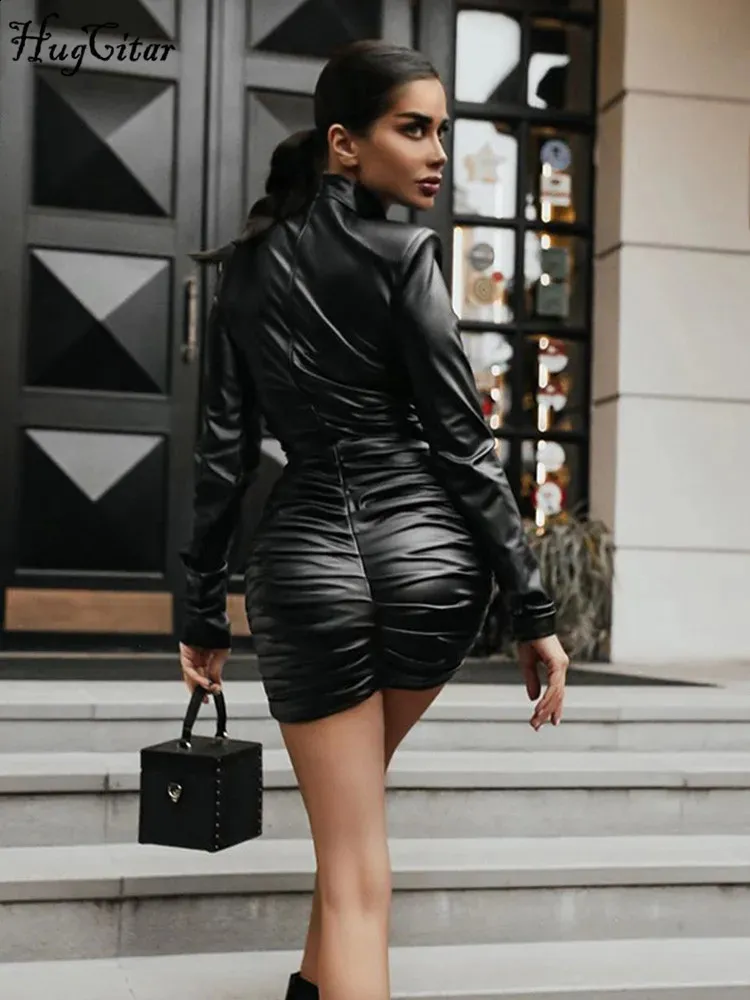 Hugcitar Black Chiffon Bodycon Mini Dress with Zipper Closure Short Sleeve  Winter from Dhgate Basic & Casual Dresses - price 33.4