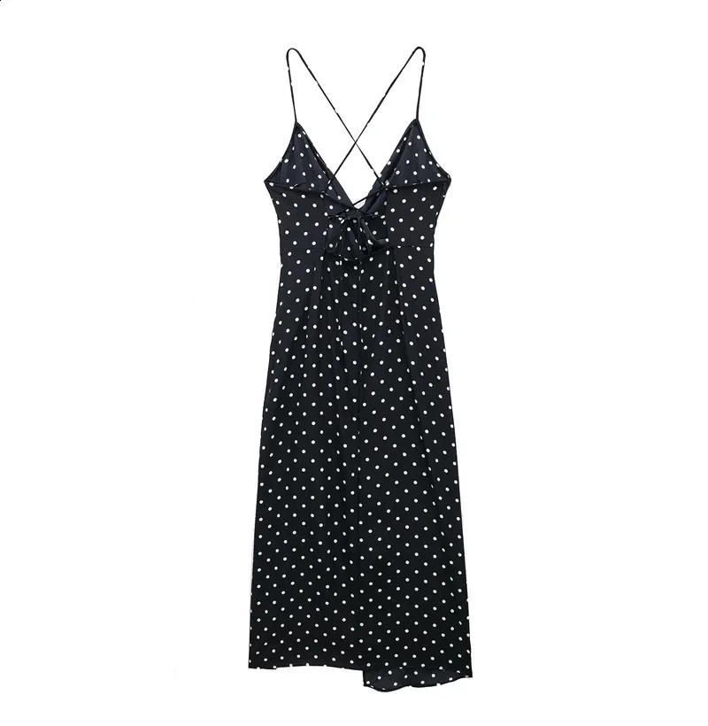 2024 Summer Women's Polka Dot Midi Dress - Sexy Backless Midi Style for Elegance and Chic Ladies - Style 240812