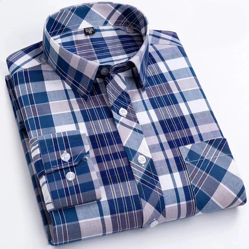 SANGTREE Men's Plaid Slim Fit Long Sleeve Shirt – Breathable, Wrinkle-Resistant, Button Down - View #9