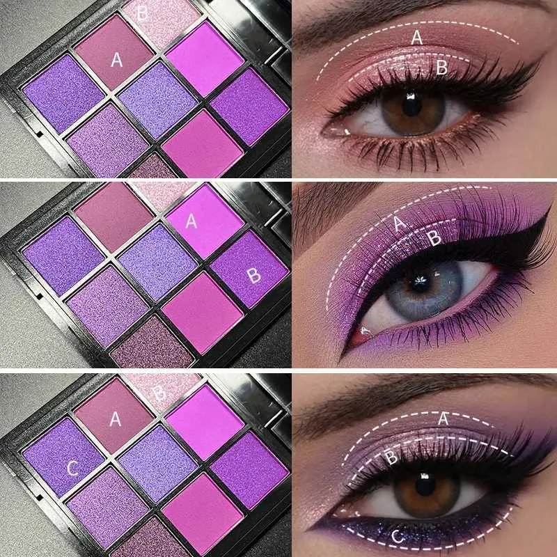Smoky Violet Grey Eyeshadow Palette - Matte, Shimmer