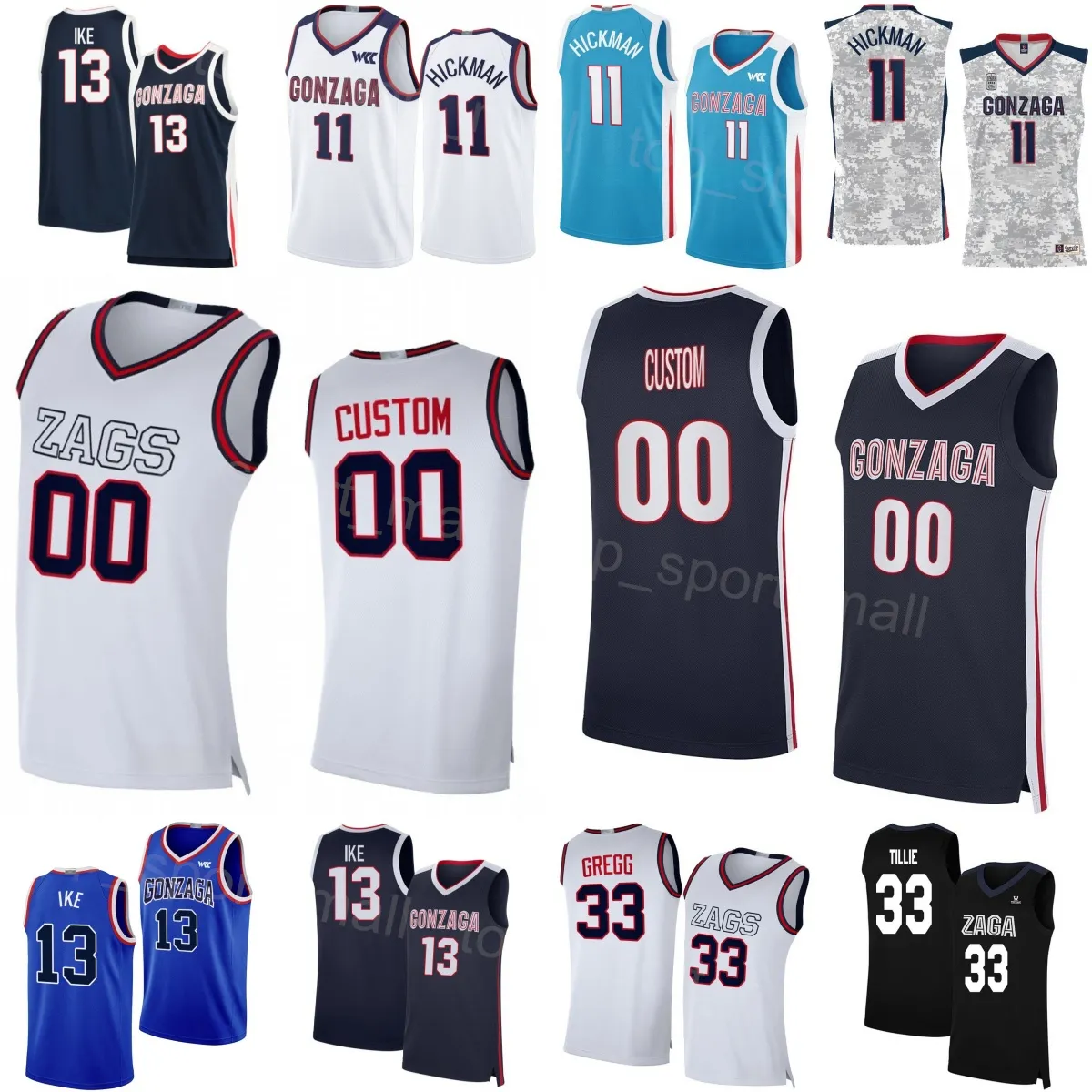 Save Big on Bulk Gonzaga Basketball Shirt Print College Basketball Gonzaga  Jerseys University Shirt 13 Graham Ike 11 Nolan Hickman Ryan Nembhard 34 