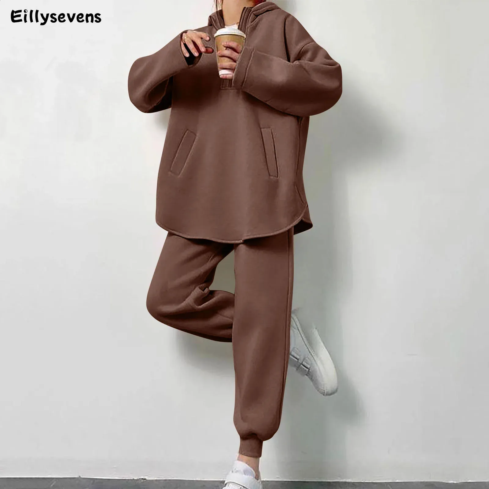 Save Big on Bulk Piece Sweatsuit Women's Womens Tracksuits Set Two Piece  Outfit: Half Zip Long Sleeve Oversized Sweatshirt And Wide Leg Pencil Pants 