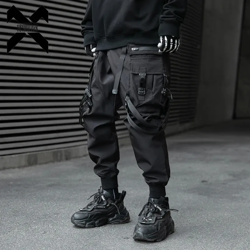Men s Tactical Cargo Pants Ribbons Jogger Trousers Functional and Stylish