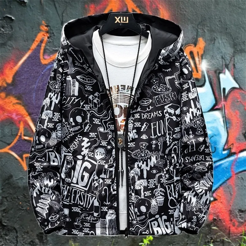 Men's Reversible Graffiti bomber jacket for Spring and