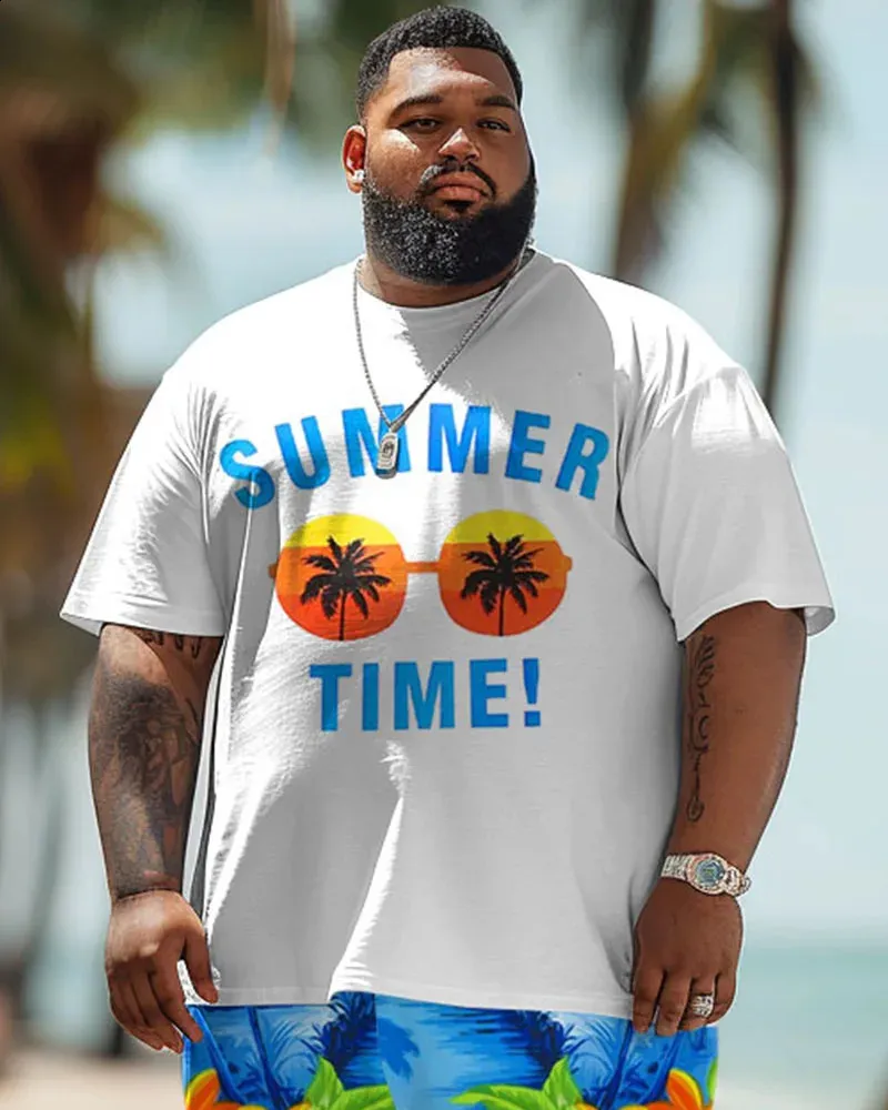Men's Plus Size Linen Blend Short Sleeve T-shirt Long Clothing