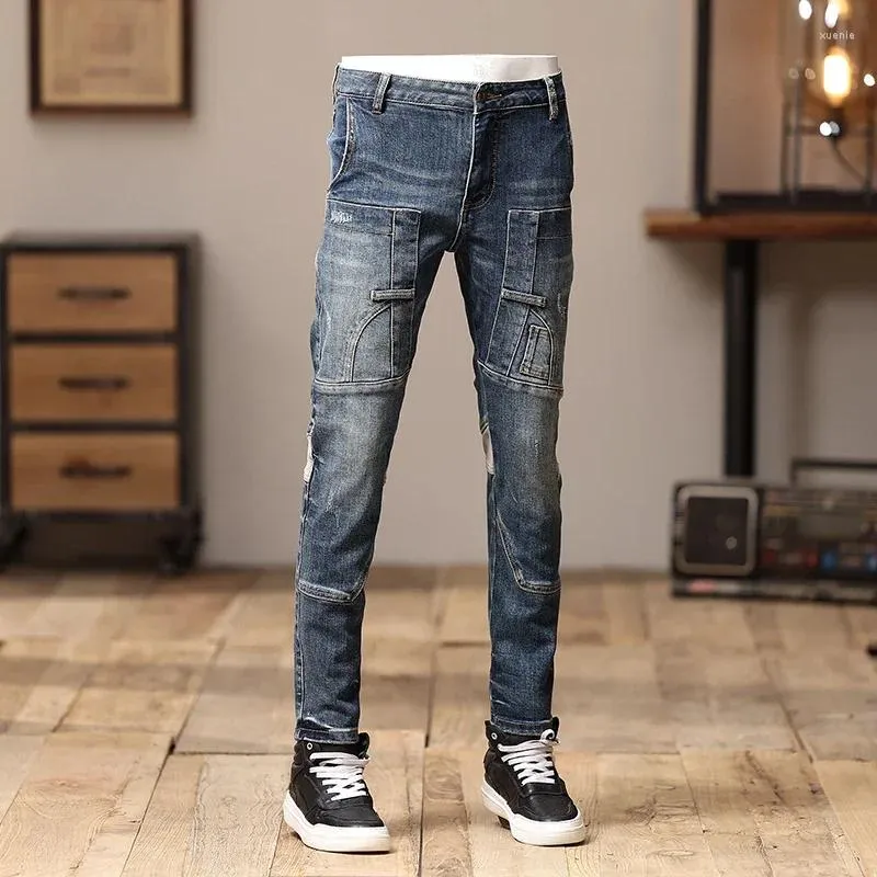 purestblue2059_Mページ Retro Blue Skinny Fit Street Jeans - Premium Stretch Denim