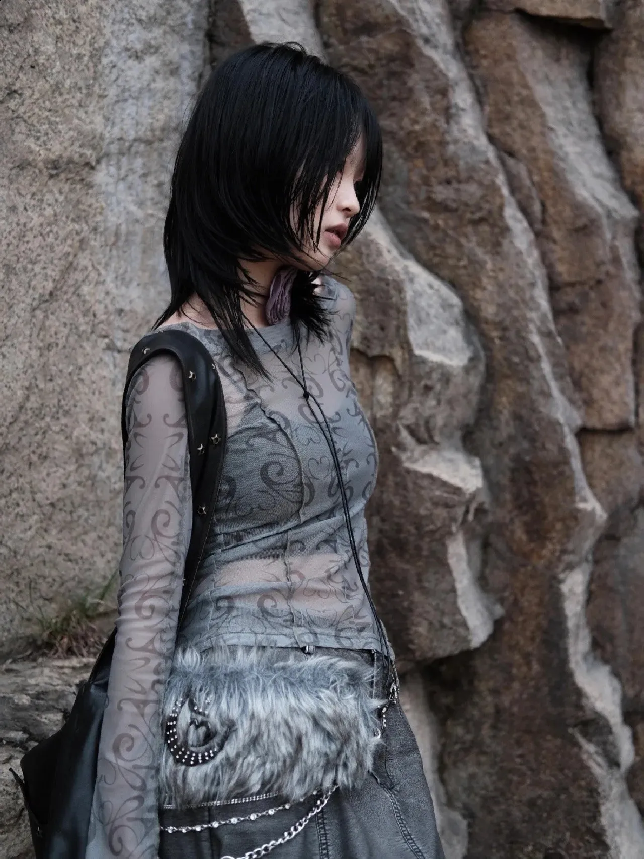 DHgate.com:Sheer Mesh Crop Top: Japanese Y2K Style, Korean