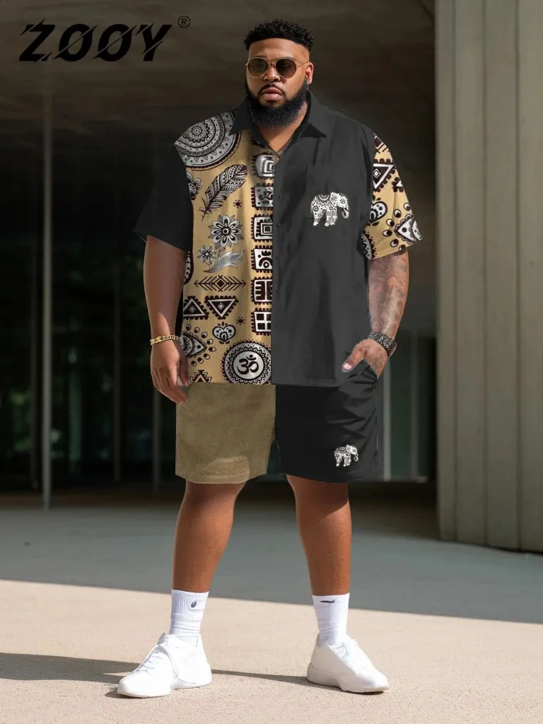 DHgate.com:Plus Size Mens Silk Shirt and Shorts Set