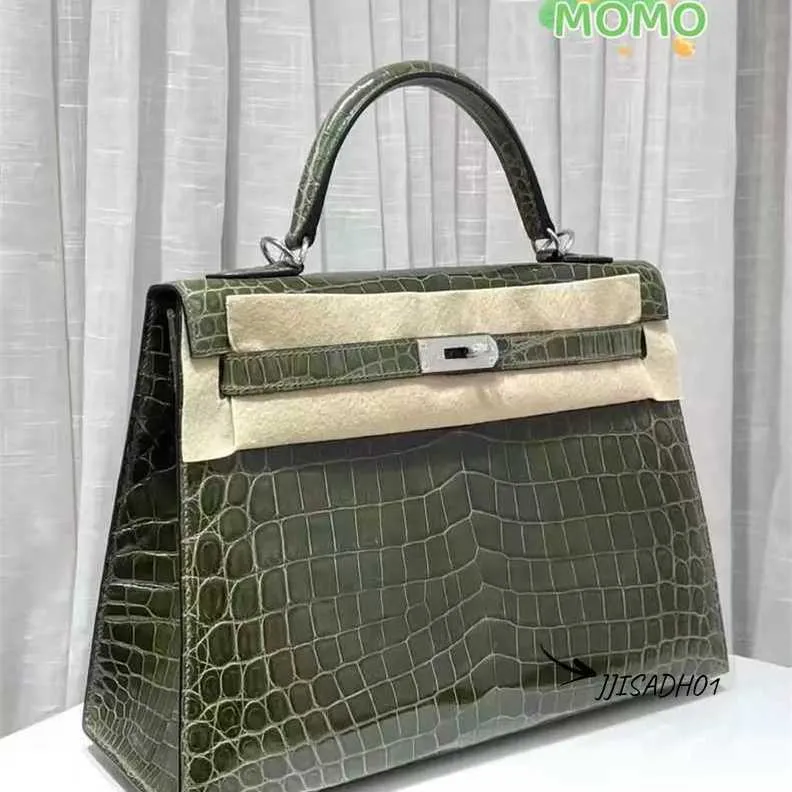Olive Green Crocodile Embossed Tote Large Designer Bag, Hand - Main Image