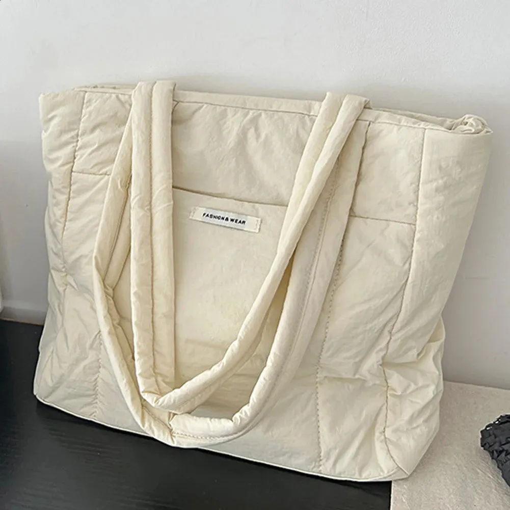 Nylon Shoulder Bag - Lightweight Puffer Tote, Large Capacity