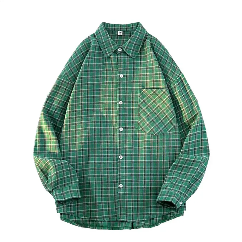 Harajuku Plaid Men's Long Sleeve shirt with t shirt