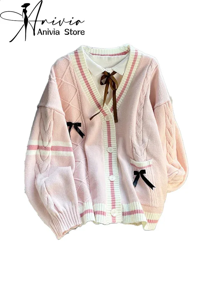 Harajuku Y2K Pink V-Neck cardigan clothes with Long Sleeves Harajuku Y2K Pink V-Neck cardigan clothes with Long Sleeves