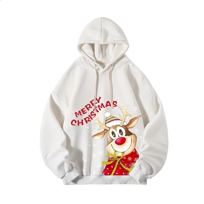 mysticastore Mens Oversized Hoodie Off White 5XL Christmas Deer Print Hoodies with Hat Over Size for Men Casual Wear male Sweatshirt 240812