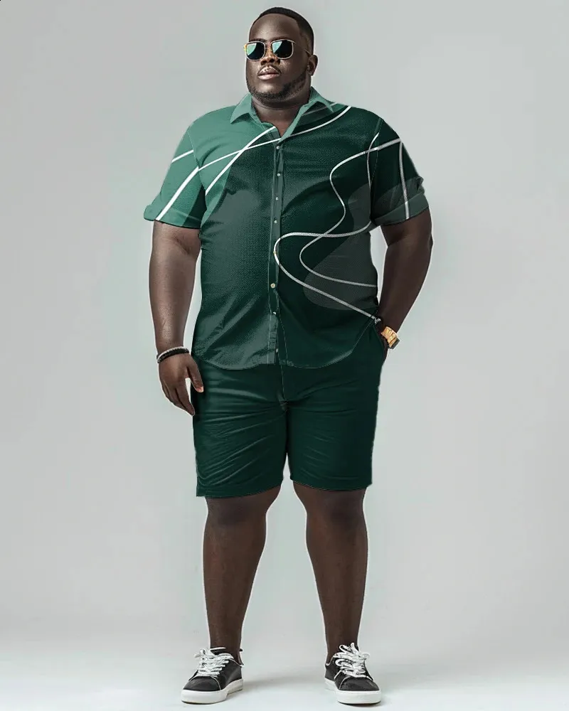 Biggmans L-9Xl Mens Linen Blend Short Sleeve Shirt and Shorts Set