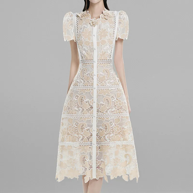 lace embroidered midi dress SIMKHAI Women's Florence Midi Dress - White main image 1