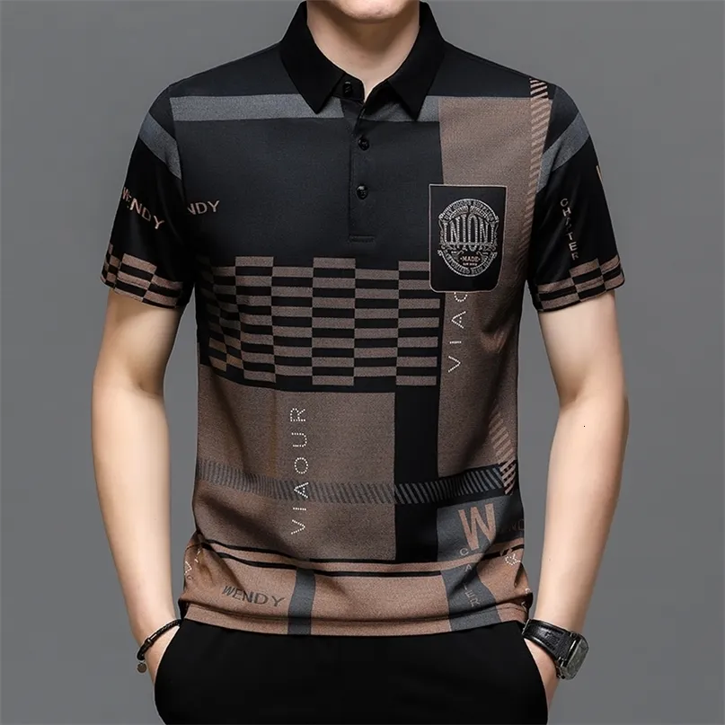 Save Big on Bulk Men's Polo T Shirt Mens Summer Short Sleeved Lapel T Shirt  Letter Print Stripe Polo T Shirt Fashion Pullover High Quality Mens