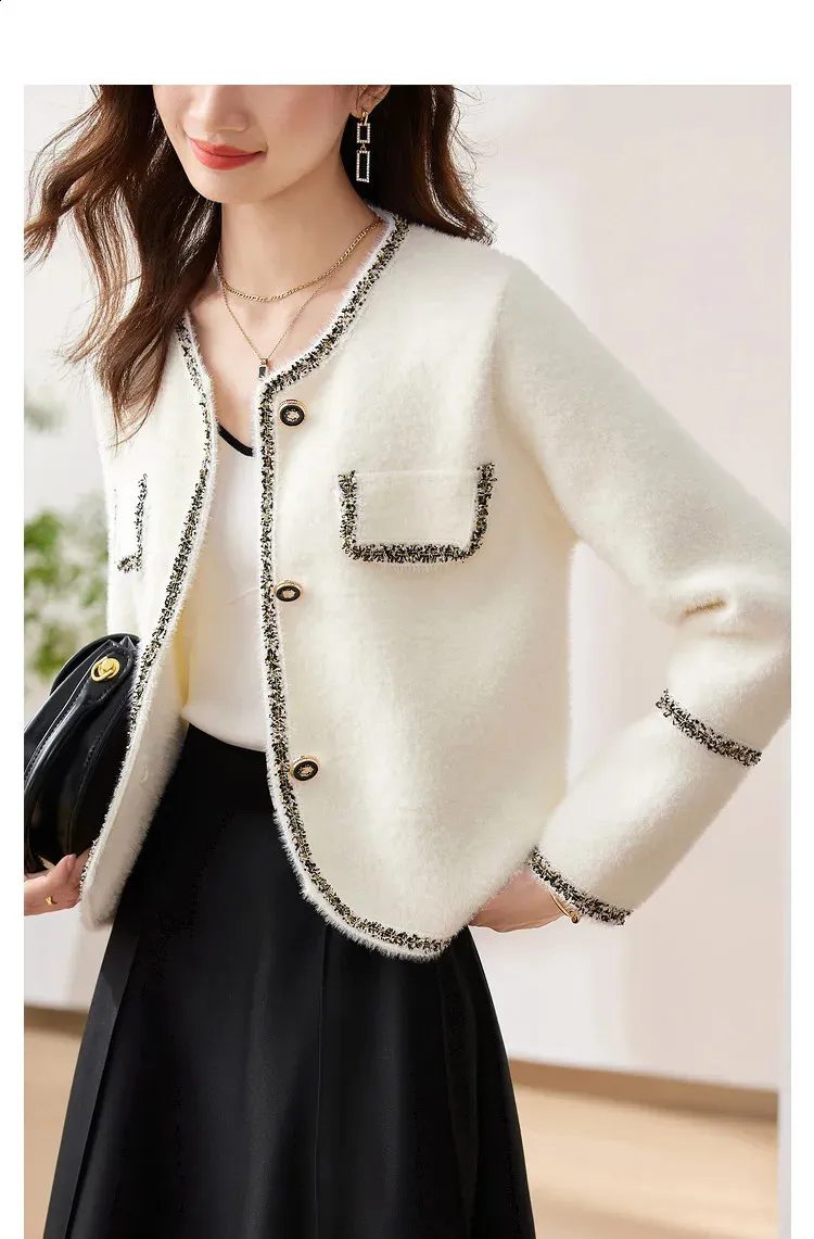 Sentubila Spring Cropeed Tweed Jacket Woman Office Lady