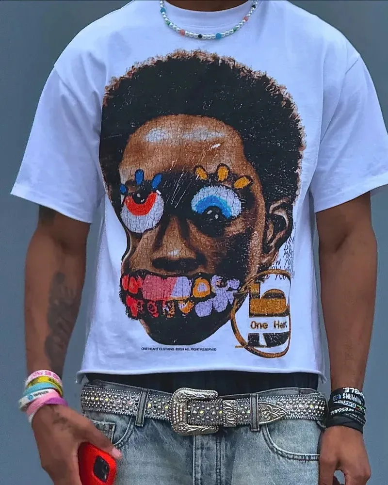 Y2K Streetwear Graphic Tee, Big Head Print | DHgate