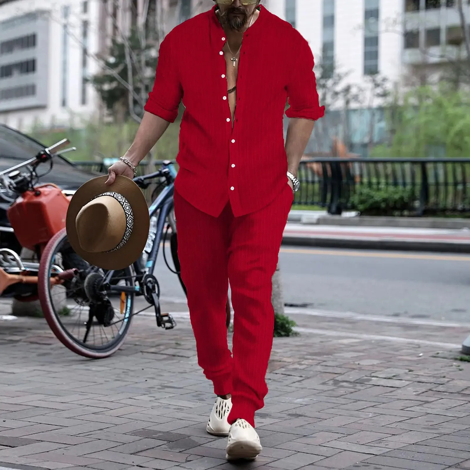 Nieuwe Heren Zomer Shirts Ademend Mode Tops Retro Kraag Katoen Korte Mouwen T-shirt Mannen Tang Kleding Plaat Gesp Casual Mannen Ademend Katoenen Shirt Zomer naar beneden, Groen, M