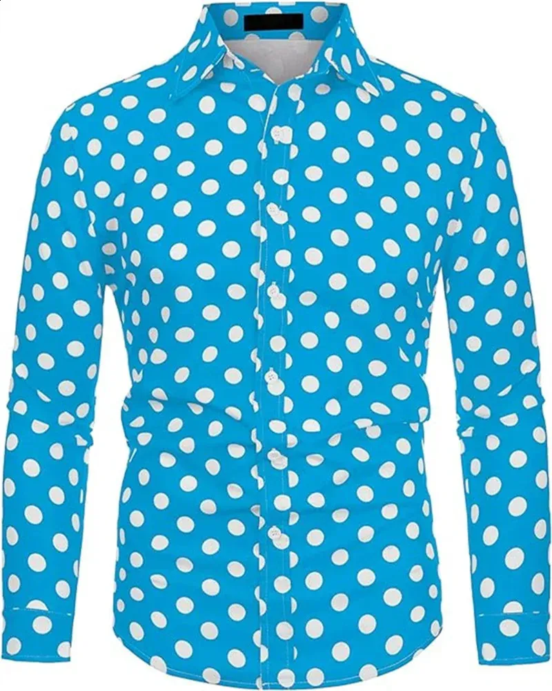 Camisa De Lunares De Manga Larga De Manga Larga De Manga Larga En