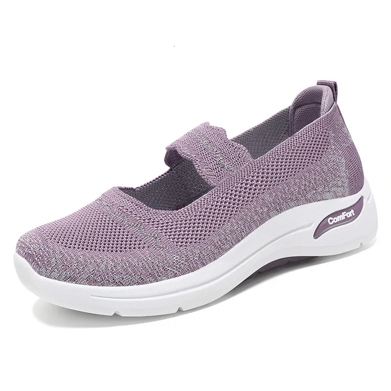 Lightweight Walking Shoes for Women Breathable Fly Woven Casual Sneakers,  Comfortable Summer Mom Shoes, Outdoor Slip-Ons