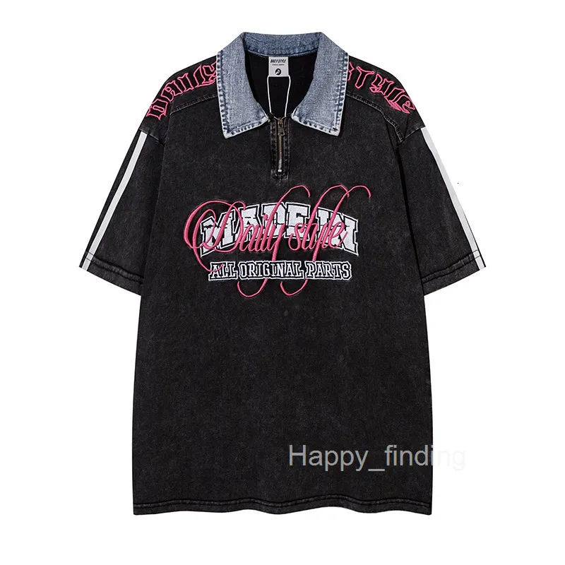 Designer Polo Shirts Men: Denim Lapel Short Sleeve Polo