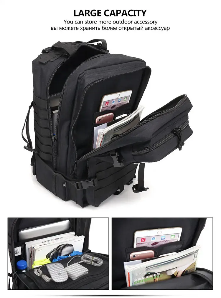 Men's Waterproof Molle Backpack Large Capacity, Multilayer, 50L ...
