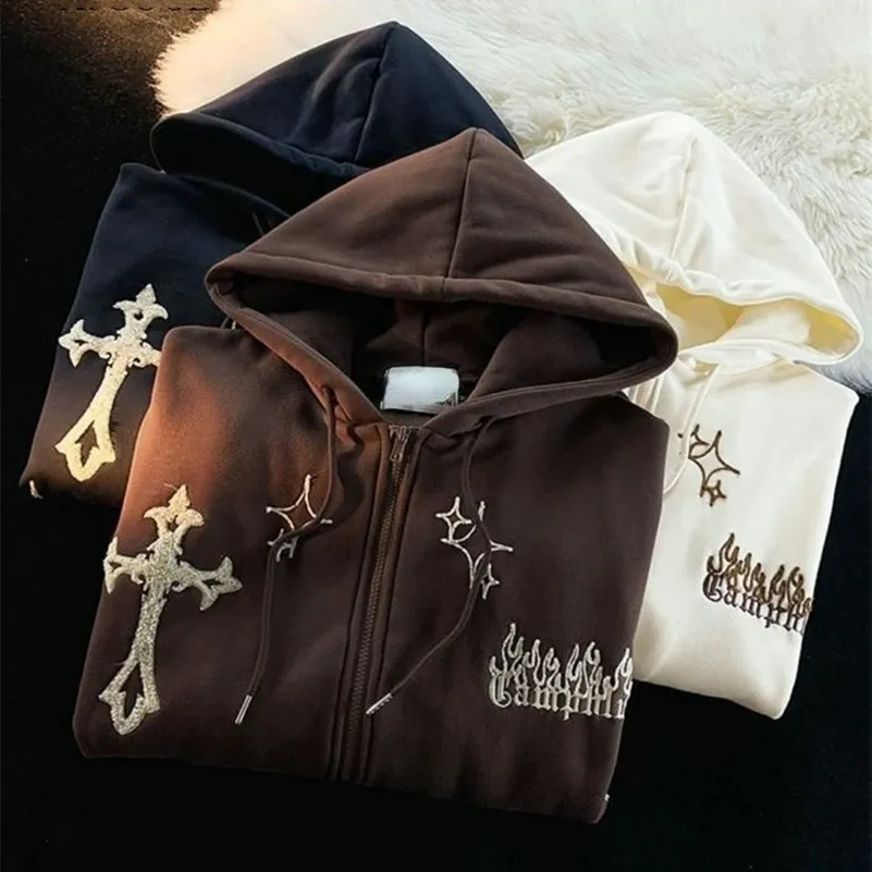DHgate.com:Womens Y2K Zipper Hoodie - Oversized Casual
