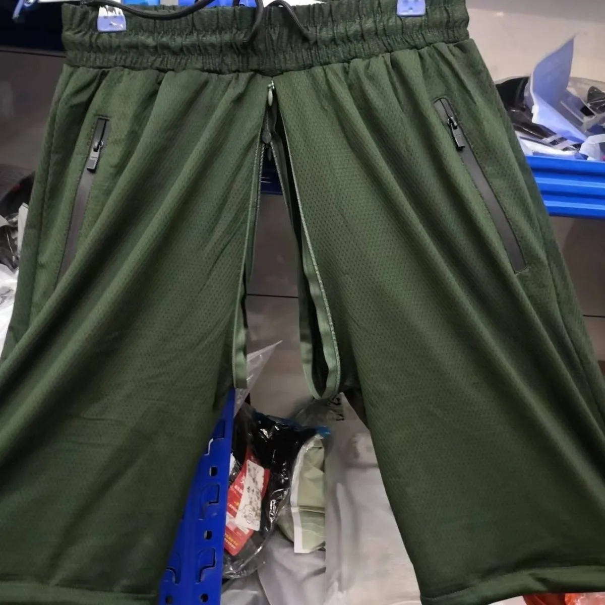 Mens Plus Size Black Summer Sports Casual Open Crotch Pants