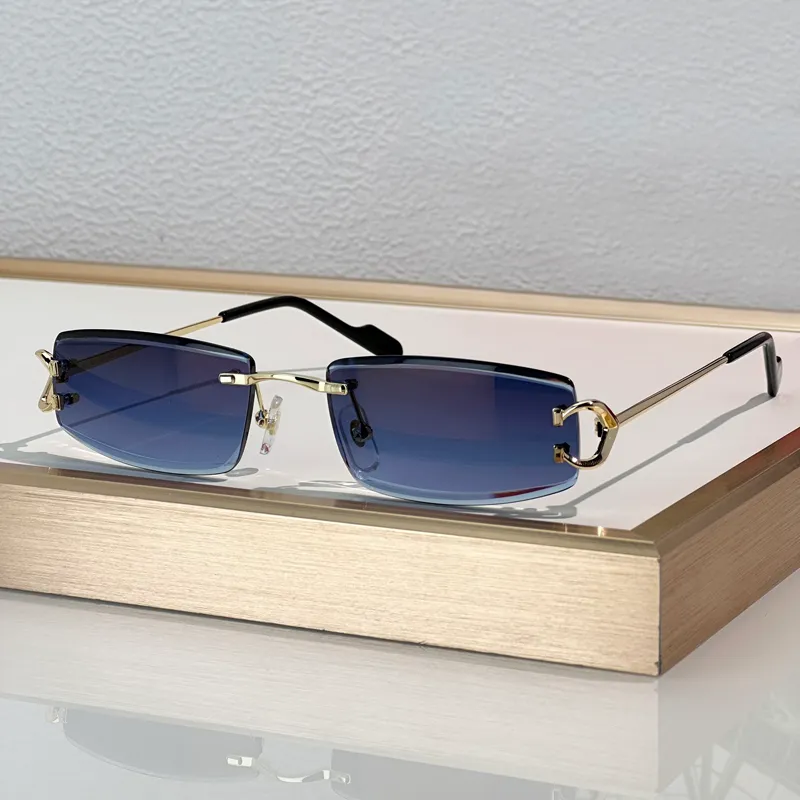 Blue Rimless Rectangle Sunglasses For Women Men ... From  display picture 3