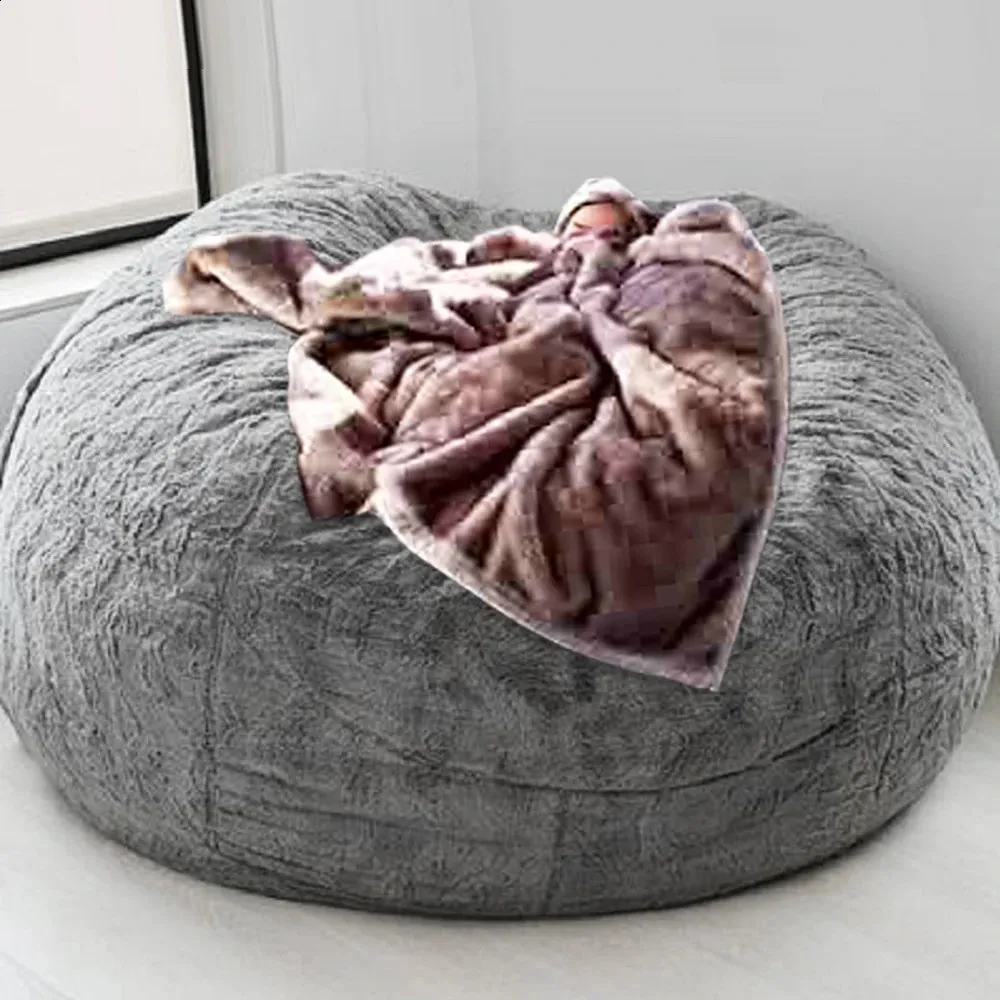 Big Bean Bag Sofa Puff No Filler Floor Seat Futon Lazy Sofa Bed Couch Tatami Comfy Lounge Chair Dark Grey main image 1