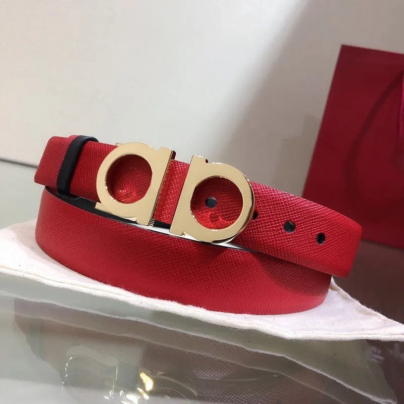 Elegant Womens Genuine Leather Belt Classic Red Thin Waist Belt - Main Image
