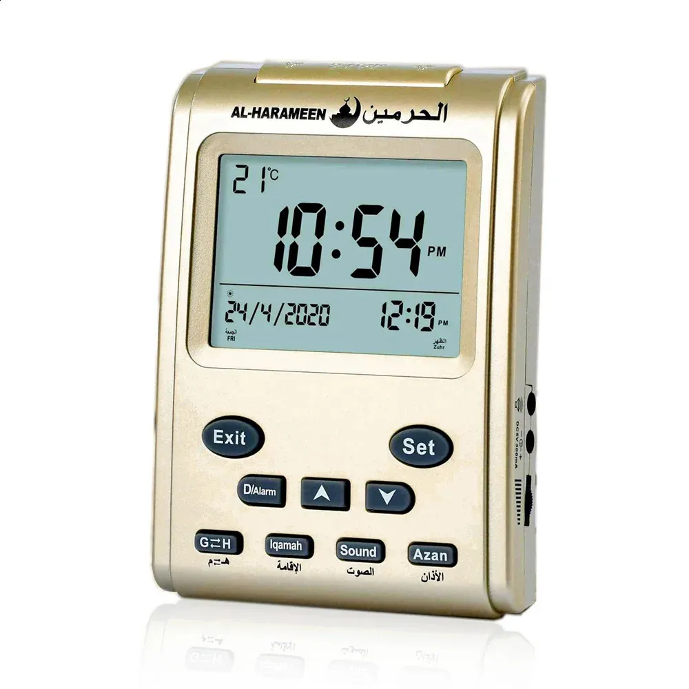 Shov Ezan Saati zilver – automatische Azan gebedsklok, 8 Azan-stemmen, Hijri- en kalender, wekker & Qibla-kompas AZ-6500 (wit
