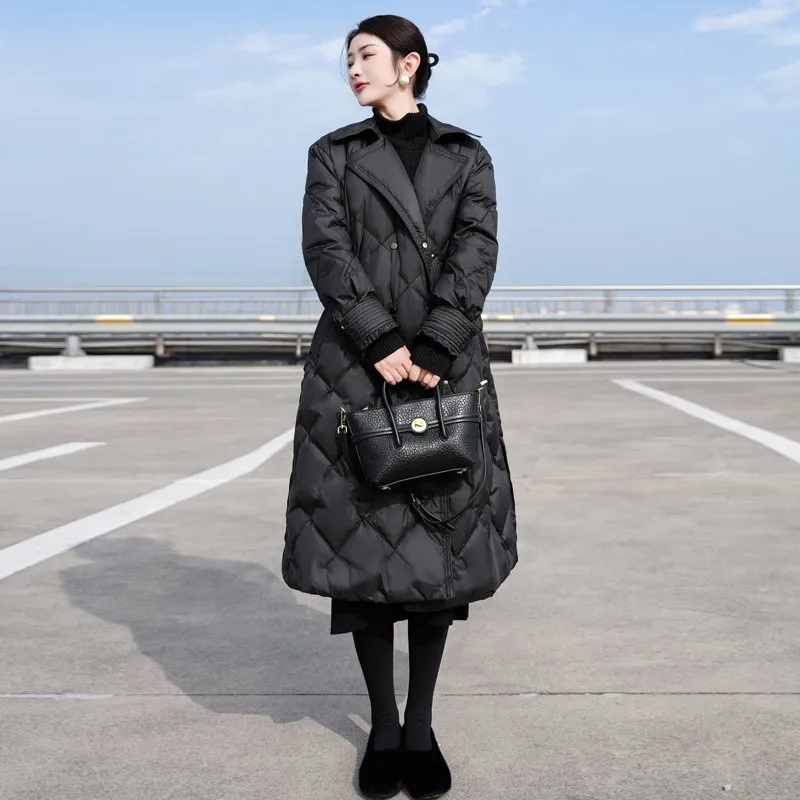 thumbnail image 2 of Women's Long Puffer Jacket - Lightweight Packable Down Coat For Winter, Slim Fit, Water-Resistant 2 of 7