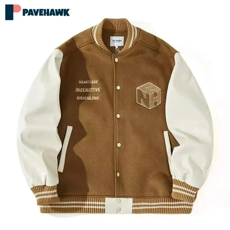 Retro Baseball Jacket Mens School Jacket Bomber Brown Jacket Womens Hip Hop Autumn Fashion Unisex Top240812 From 17 23 DHgate