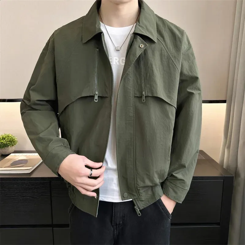 Spring Autumn Jacket Mens Casual Solid Color Short Bomber Tops For