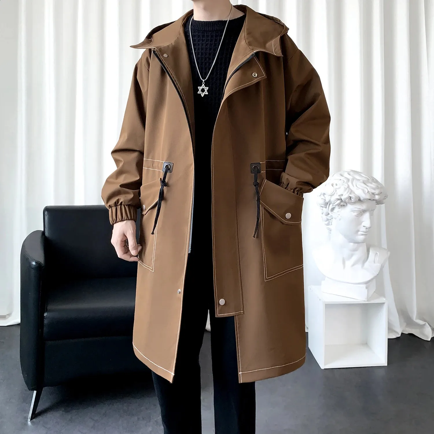 ジャケット・アウター HOODED OVER TRENCH COAT Sc2a0e0b3de9c44fb8ea82d171e986