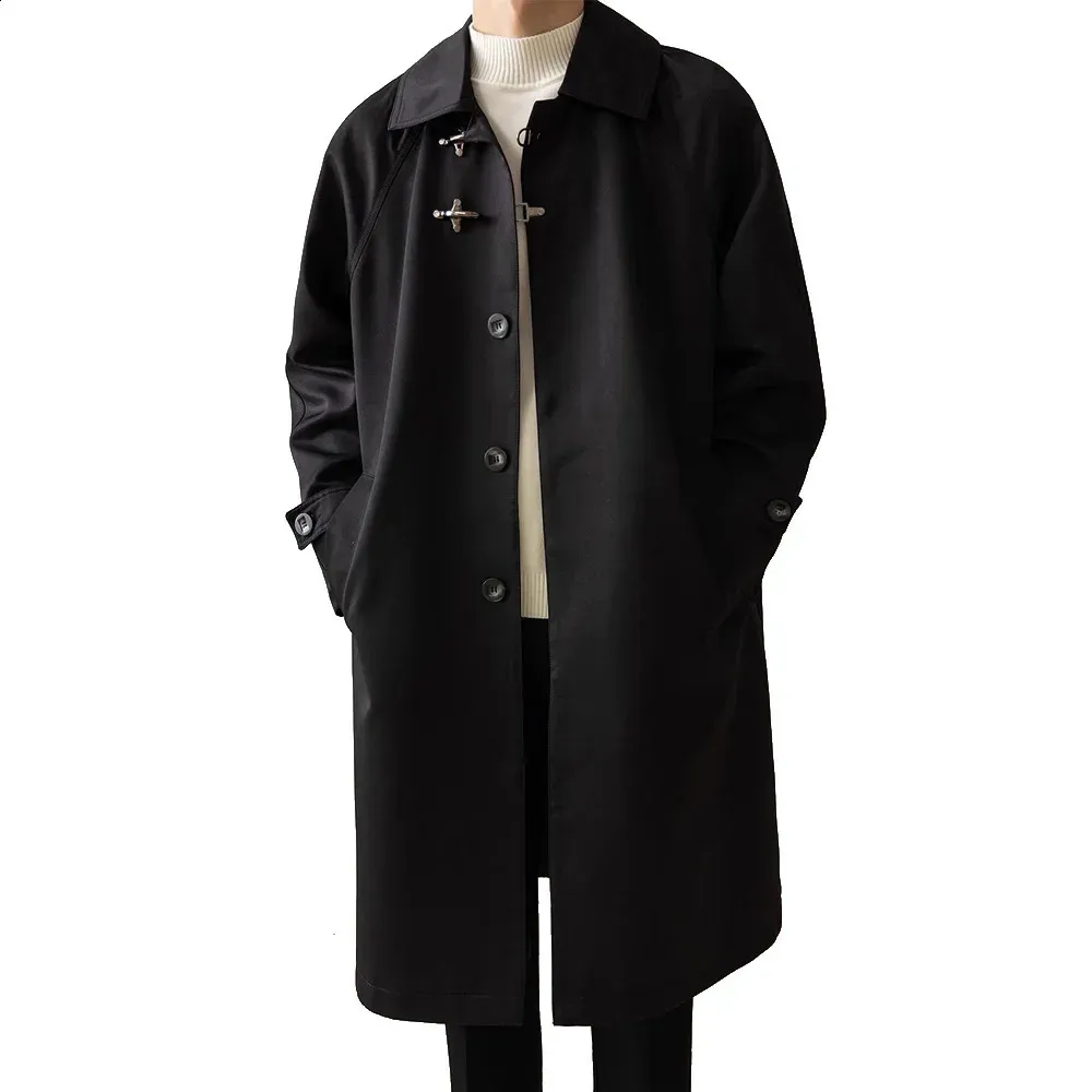 Vintage Japanese Korean Fashion Men's Mid-Length trench Vintage Japanese Korean Fashion Men's Mid-Length trench