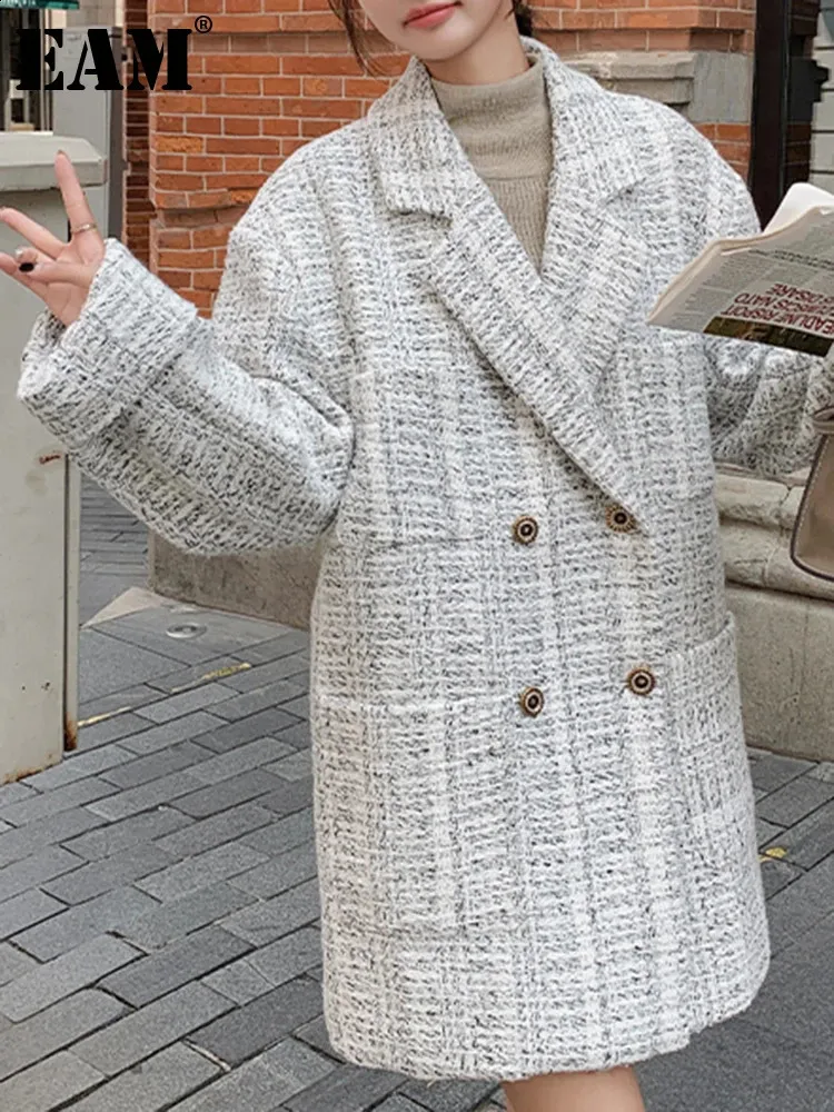 ジャケット・アウター Classic Long Tweed Jacket Ladies Tweed Jacket: Oversized Long Blazer, Elegant From