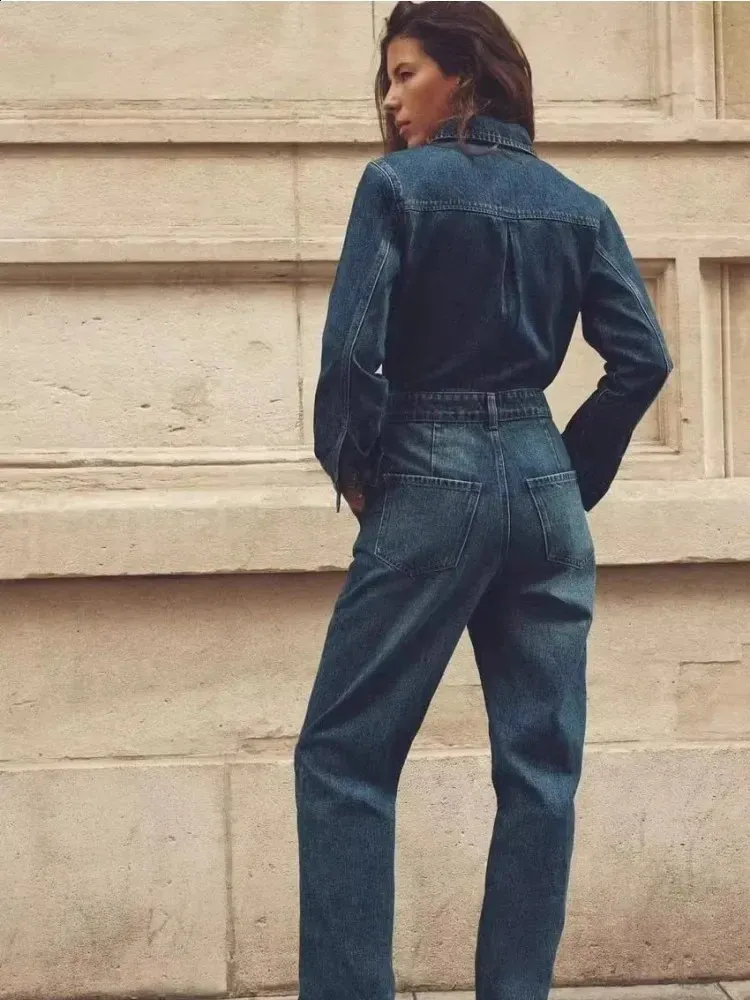 Denim Jacket Wala Jumpsuit SASSAFRAS Women Blue Solid Boiler Jumpsuit