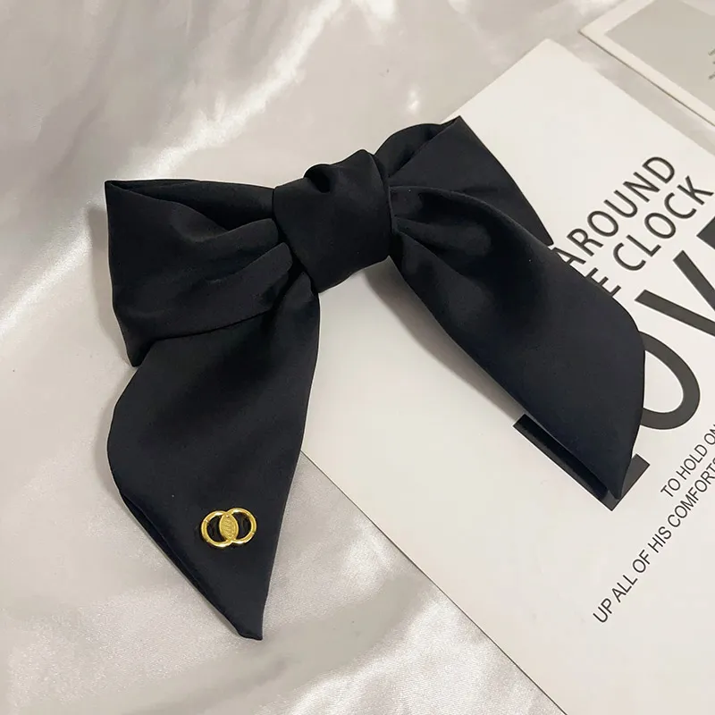 Luxury Designer Bow Hair Clips Black Satin Fabric... From  display picture 3