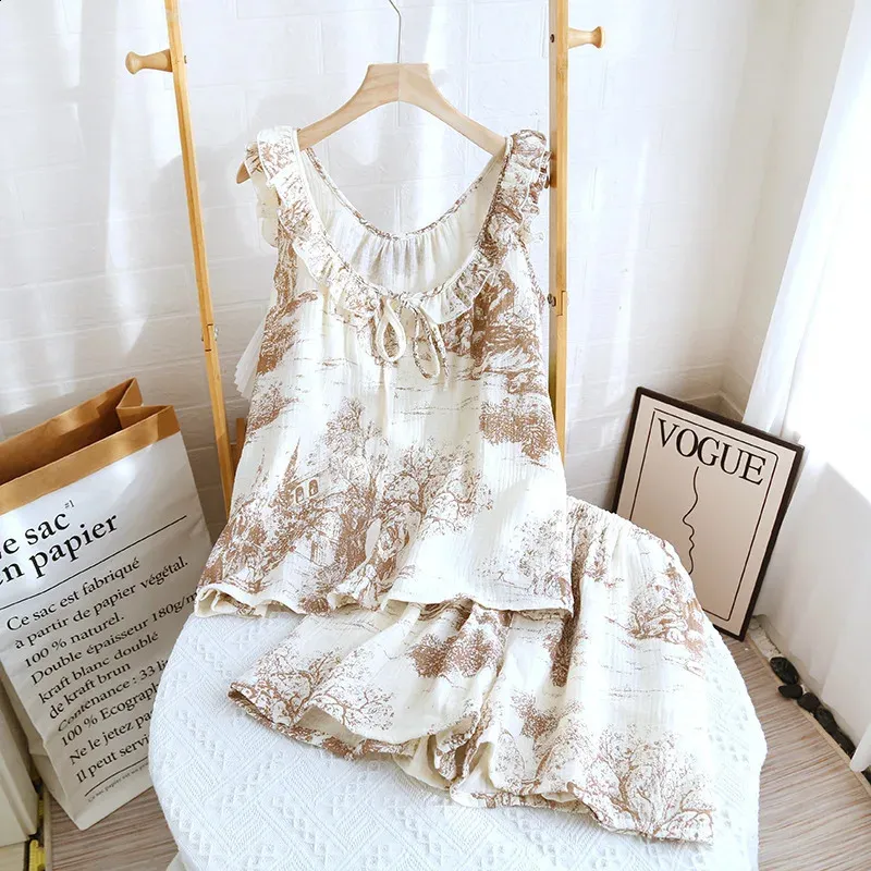 Save Big on Bulk Cotton Pajamas Sets For Women Ladies Cotton Pyjamas Sets  Sleeveless Summer Sleepwear Set With Shorts, Cute Pajama Sets For Women,