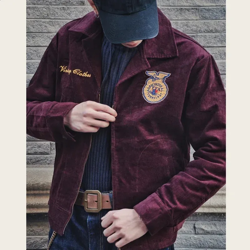 Vintage FFA Work Jacket Mens Retro Corduroy Embroidered