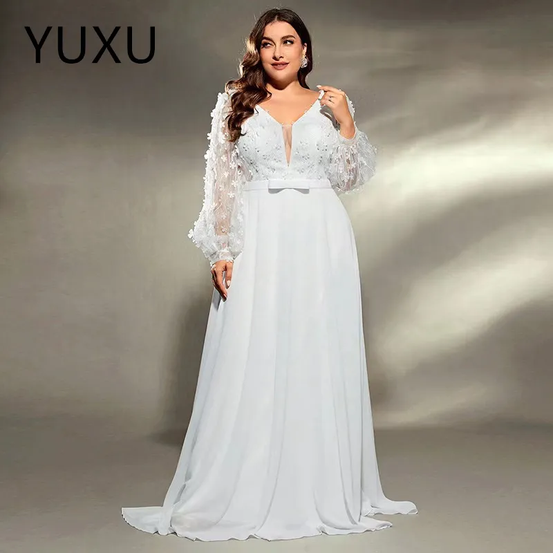 Elegant White Chiffon Chiffon Evening Dress With Long... From  Weddingpromgirl, $191.99 | DHgate.Com