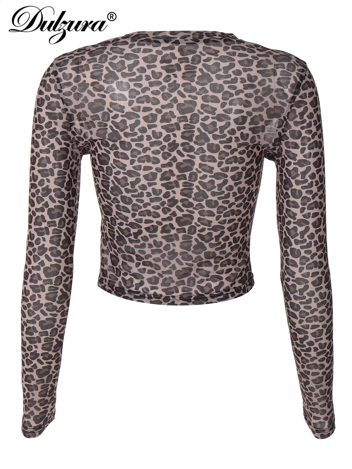 DHgate.com:Sexy Leopard Mesh Top - Long Sleeve Y2K Clubwear